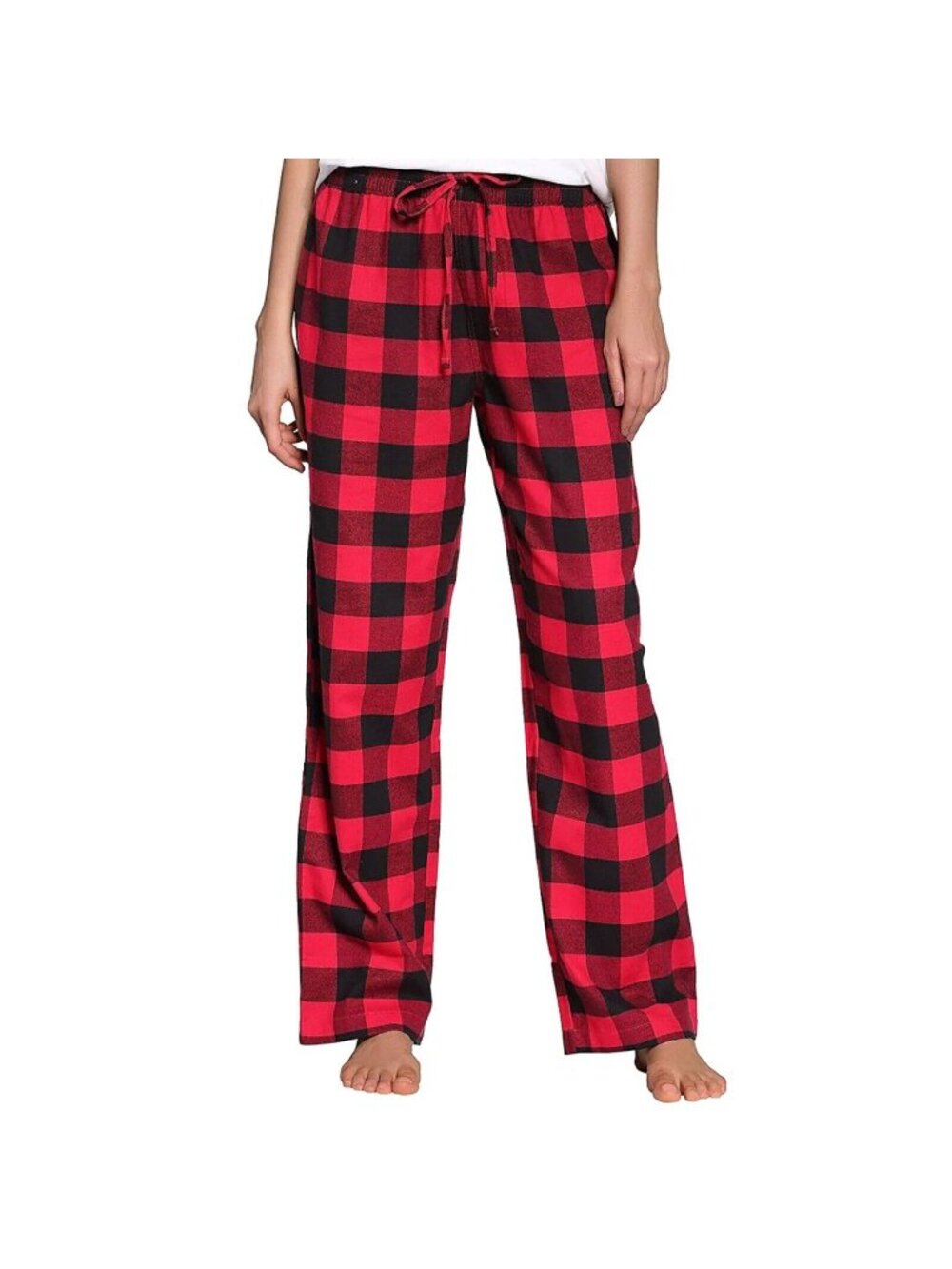 Women's 100% Cotton Super Soft Flannel Red Plaid Pajama/Lounge Pants Large
